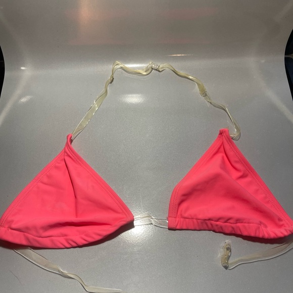 Clear Strap Betty Jade Swim Neon Pink Triangle Swim Top - Picture 1 of 3